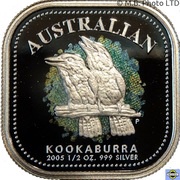 50 Cents - Elizabeth II 4th Portrait - Australian Square Kookaburra - Coloured reverse image