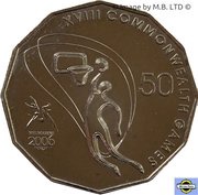 50 Cents - Elizabeth II 4th Portrait - XVIII Commonwealth Games Basketball reverse image