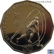 50 Cents - Elizabeth II 4th Portrait - XVIII Commonwealth Games Hockey, Australia, 2006 reverse image