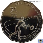 50 Cents - Elizabeth II 4th Portrait - XVIII Commonwealth Games Rugby 7's, Australia, 2006 reverse image