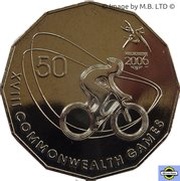 50 Cents - Elizabeth II 4th Portrait - XVIII Commonwealth Games Cycling, Australia, 2006 reverse image