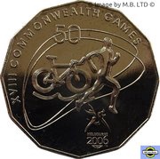 50 Cents - Elizabeth II 4th Portrait - XVIII Commonwealth Games Triathlon, Australia, 2006 reverse image