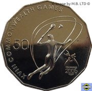 50 Cents - Elizabeth II 4th Portrait - XVIII Commonwealth Games Badminton, Australia, 2006 reverse image