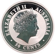 50 Cents - Elizabeth II 4th Portrait - Year of the Dog - Coloured obverse image