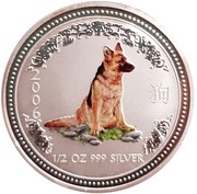 50 Cents - Elizabeth II 4th Portrait - Year of the Dog - Coloured, Australia, 2006 reverse image