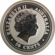 50 Cents - Elizabeth II 4th Portrait - Year of the Pig - Silver Bullion Coin obverse image