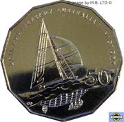 50 Cents - Elizabeth II 4th Portrait - 25th Anniversary of America's Cup Victory, Australia, 2008 reverse image