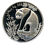 3 Yuan 25th Anniversary of Panda Coinage, China, 2007 reverse image