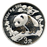 3 Yuan 25th Anniversary of Panda Coinage, China, 2007 reverse image
