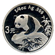 3 Yuan 25th Anniversary of Panda Coinage, China, 2007 reverse image