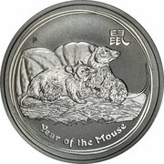 50 Cents - Elizabeth II 4th Portrait - Year of the Mouse - Silver Bullion Coin, Australia, 2008 reverse image