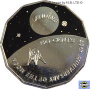 50 Cents - Elizabeth II 4th Portrait - 40th Anniversary of Moon Landing, Australia, 2009 reverse image