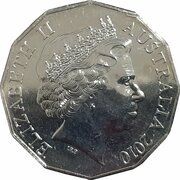 50 Cents - Elizabeth II 4th Portrait - Melbourne Cup 150 Years obverse image
