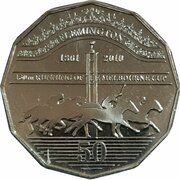 50 Cents - Elizabeth II 4th Portrait - Melbourne Cup 150 Years, Australia, 2010 reverse image