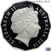 50 Cents - Elizabeth II 4th Portrait - Melbourne Cup 150 Years obverse image