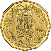 50 Cents - Elizabeth II 5th Portrait - Gottwald Proof Gold, Australia, 2010 reverse image