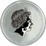 50 Cents - Elizabeth II 4th Portrait - Year of the Tiger - Silver Bullion Coin - Coloured obverse image