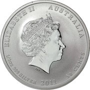 50 Cents - Elizabeth II 4th Portrait - Year of the Rabbit - Silver Bullion Coin obverse image