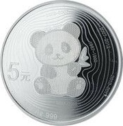 5 Yuan 35th Anniversary of Panda Coinage, China, 2017 reverse image