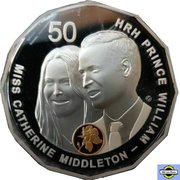 50 Cents - Elizabeth II 4th Portrait - William and Kate Royal Wedding - Silver Proof, Australia, 2011 reverse image