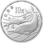 10 Yuan Baiji Dolphin, China, 1988 reverse image
