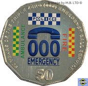50 Cents - Elizabeth II 4th Portrait - 50 Years of Triple Zero, Australia, 2011 reverse image