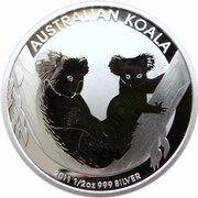 50 Cents - Elizabeth II 4th Portrait - Koala - Silver Bullion Coinage reverse image