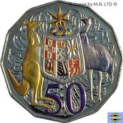50 Cents - Elizabeth II 4th portrait - COA Coloured Set Issue, Australia, 2012 reverse image