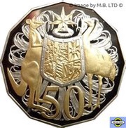 50 Cents - Elizabeth II 4th Portrait - Selectively Gold Plated Proof, Australia, 2012 reverse image