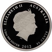 50 Cents - Elizabeth II 4th Portrait - Surgeonfish obverse image