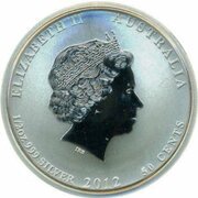 50 Cents - Elizabeth II 4th Portrait - Year of the Dragon - Silver Bullion Coin - Colourised obverse image
