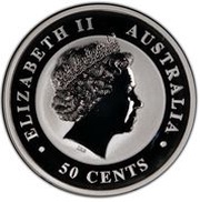 50 Cents - Elizabeth II 4th Portrait - Kangaroo - Silver Bullion Coin obverse image
