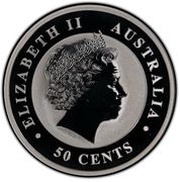 50 Cents - Elizabeth II 4th Portrait - Kookaburra - Silver Bullion Coin obverse image