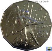 50 Cents - Elizabeth II 4th Portrait - 50th Anniversary of the Australian Ballet, Australia, 2012 reverse image