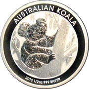50 Cents - Elizabeth II 4th Portrait - Koala - Silver Bullion Coin reverse image