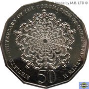 50 Cents - Elizabeth II 4th Portrait - 60th Anniversary of Coronation of Queen Elizabeth II, Australia, 2013 reverse image