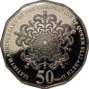 50 Cents - Elizabeth II 4th Portrait - 60th Anniversary of Coronation of Queen Elizabeth II - Silver Proof, Australia, 2013 reverse image