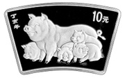 10 Yuan Year of the Pig, China, 2007 reverse image