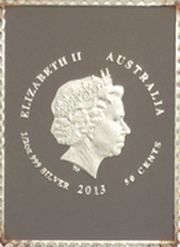 50 Cents - Elizabeth II 4th Portrait - Kangaroo and Map - Stamp Shaped obverse image