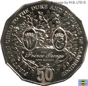 50 Cents - Elizabeth II 4th Portrait - Firstborn Baby of the Duke and Duchess of Cambridge, Australia, 2013 reverse image