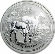 50 Cents - Elizabeth II 4th Portrait - Year of the Horse - Silver Bullion Coin reverse image