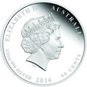 50 Cents - Elizabeth II 4th Portrait - Year of the Horse - Coloured obverse image