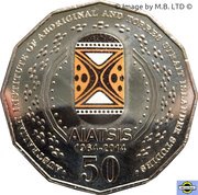 50 Cents - Elizabeth II 4th Portrait - AIATSIS - Colourised, Australia, 2014 reverse image