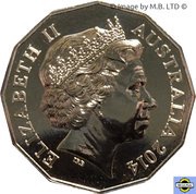 50 Cents - Elizabeth II 4th Portrait - Australians at War - Battle of Cocos Islands obverse image