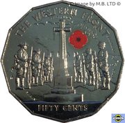 50 Cents - Elizabeth II 4th Portrait - Australians at War - The Western Front, Australia, 2014 reverse image