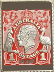 50 Cents - Elizabeth II 4th Portrait - George V - Stamp Shaped, Australia, 2014 reverse image