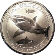 50 Cents - Elizabeth II 4th Portrait - Great White Shark, Australia, 2014 reverse image
