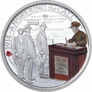 50 Cents - Elizabeth II 4th Portrait - 1914 Answering the Call, Australia, 2014 reverse image
