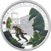 50 Cents - Elizabeth II 4th Portrait - 1914 Australia's First Action, Australia, 2014 reverse image