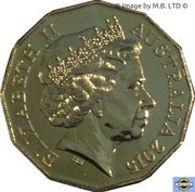 50 Cents - Elizabeth II 4th Portrait - Coat of Arms - Gold Plated obverse image